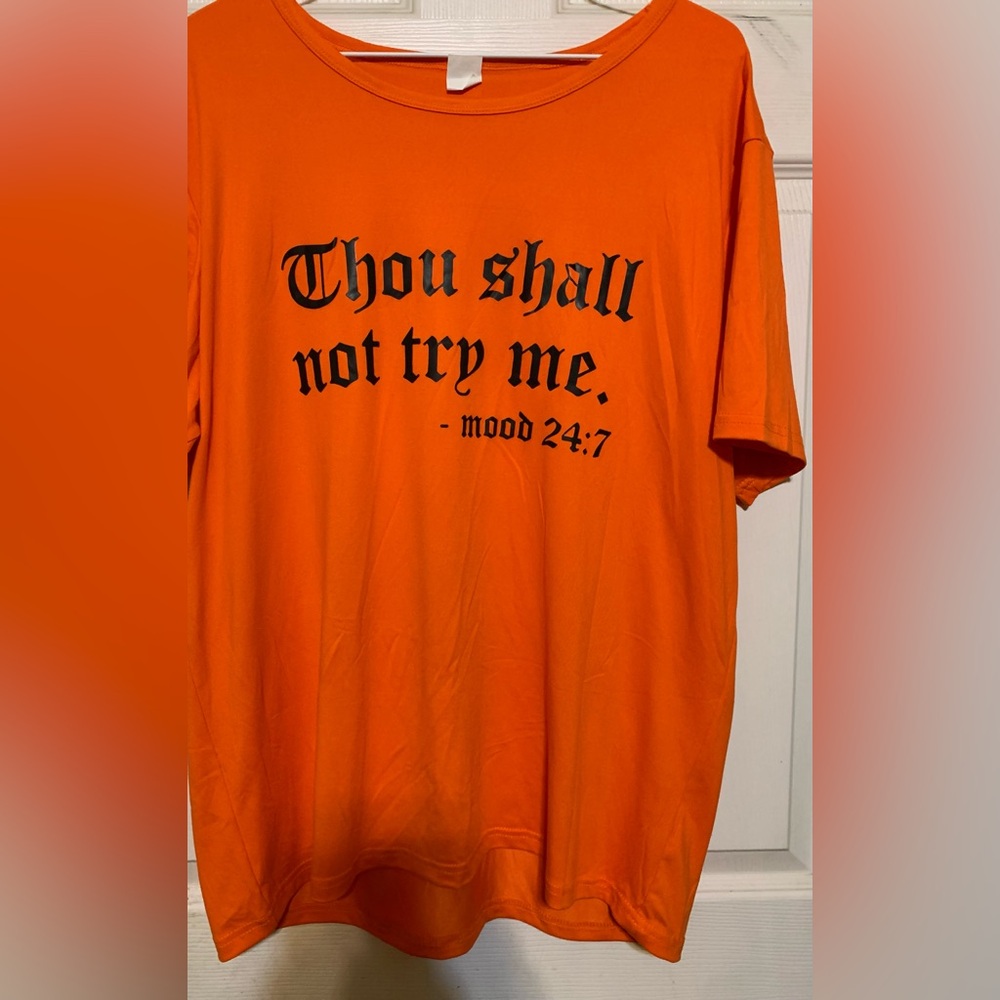 Orange Stretchy Silky Graphic T-Shirt